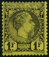 MONACO 9 *, 1885, 1 Fr. Schwarz Auf Gelb, Falzrest, Pracht, R!, Signiert Gebrüder Senf, Mi. 1800.- - Sonstige & Ohne Zuordnung