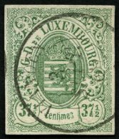 LUXEMBURG 10 O, 1859, 371/2 C. Grün, K2 VIANDEN, Pracht, Signiert Gebrüder Senf, Mi. 250.- - Officials
