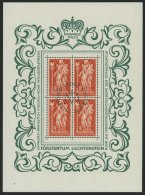 LIECHTENSTEIN 449KB O, 1965, 10 Fr. Madonna Im Kleinbogen Mit Ersttags-Sonderstempel, Pracht - Autres & Non Classés