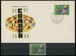 LIECHTENSTEIN 398 BRIEF, 1960, 50 Rp. Europa Auf FDC Und Einmal Postfrisch, Pracht, Mi.100.- - Autres & Non Classés