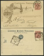 GANZSACHEN 1895/7, 10 C. Karmin, 2 Verschiedene Gebrauchte Privatpostkarten, Feinst/Pracht - Entiers Postaux
