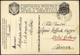 MILITÄRPOST 1936, K2 ASMARA CONCENTRA MENTO/POSTA MILIT. Auf Feldpost-Ansichtskarte Mit Absender Autogruppo Dele`Er - Covers & Documents