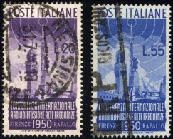 ITALIEN 796/7 O, 1950, Radiokonferenz, 2 Prachtwerte, Mi. 90.- - Italie