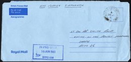 BRITISCHE MILITÄRPOST 1983, K2 FIELD POST OFFICE/141 Auf Aerogramm Mit Eingangsstempel Des Britischen Feldpostamtes - Gebraucht