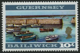 GUERNSEY 22B **, 1970, 10 Sh. Hafen Von Alderney, Gezähnt K 131/4:13, Pracht, Mi. 60.- - Guernesey