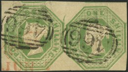 GROSSBRITANNIEN 7 Paar O, 1847, 1 Sh. Mattgelbgrün, Platte WW1, Im Waagerechten Meist Riesenrandigen Paar, Nummerns - Gebraucht