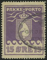 GRÖNLAND - PAKKE-PORTO 8A O, 1923, 15 Ø Violett, (Facit P 8II), Pracht - Colis Postaux
