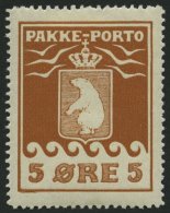 GRÖNLAND - PAKKE-PORTO 6A *, 1924, 5 Ø Hellrotbraun, (Facit P 6II), Falzreste, Pracht - Paketmarken