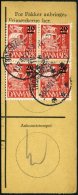 FÄRÖER 4 VB BrfStk, 1940, 20 Ø Auf 15 Ø Rot Im Viererblock Auf Postabschnitt, Pracht - Sonstige & Ohne Zuordnung