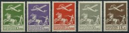 DÄNEMARK 143-45,180/1 *, 1925/9, Flugpost, Falzreste, 5 Werte üblich Gezähnt Pracht - Used Stamps