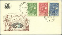 BELGIEN 976-78 BRIEF, 1953, Büro Der Europäischen Jugend Auf FDC, Pracht, Mi. 100.- - Belgium