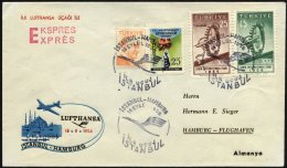 DEUTSCHE LUFTHANSA 102 BRIEF, 12.9.1956, Istanbul-Hamburg, Prachtbrief - Used Stamps