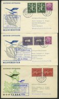 DEUTSCHE LUFTHANSA 61/2,64-68 BRIEF, 23.4.1956, Erstflug Mit Superconstellation Hamburg Düsseldorf Manchester Shann - Autres & Non Classés