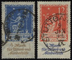 Dt. Reich 233/4 O, 1922, Allegorie, Pracht, Gepr. Infla, Mi. 60.- - Used Stamps