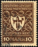 Dt. Reich 203b O, 1922, 10 M. Lilabraun Gewerbeschau, üblich Gezähnt Pracht, Gepr. Dr. Oechsner, Mi. 120.- - Gebraucht
