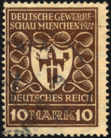 Dt. Reich 203b O, 1922, 10 M. Lilabraun Gewerbeschau, üblich Gezähnt Pracht, Gepr. Dr. Oechsner, Mi. 120.- - Oblitérés