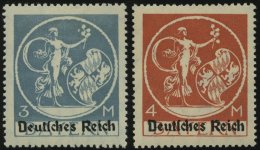Dt. Reich 134PFIII,135PFIV *, 1920, 3 M. Grautürkis Und 4 M. Schwärzlichorangerot, Je Mit Plattenfehler Blume - Used Stamps