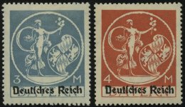 Dt. Reich 134PFIII,135PFIV *, 1920, 3 M. Grautürkis Und 4 M. Schwärzlichorangerot, Je Mit Plattenfehler Blume - Oblitérés