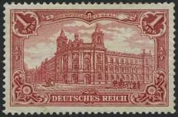 Dt. Reich 78Ab *, 1902, 1 M. Karminrot, Gezähnt A, Ohne Wz., Falzreste, Pracht, Gepr. Zenker, Mi. 320.- - Used Stamps