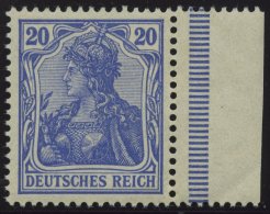 Dt. Reich 72b **, 1902, 20 Pf. Lilaultramarin Germania, Ohne Wz., Postfrisches Prachtstück Vom Rechten Rand, Fotoat - Altri & Non Classificati