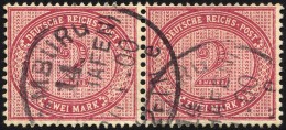 Dt. Reich 37f Paar O, 1899, 2 M. Lilakarmin Im Waagerechten Paar, Pracht, Gepr. Wiegand, Mi. 120.- - Used Stamps