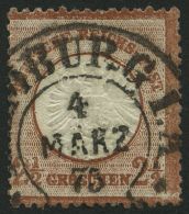 Dt. Reich 21b O, 1872, 21/2 Gr. Lilabraun, Zentrischer Hufeisenstempel HAMBURG (Sp 17-4), Fotoattest Krug: Sie Ist Farbf - Other & Unclassified