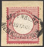 Dt. Reich 9 BrfStk, 1872, 3 Kr. Karmin, Postablagestempel OFFENBURG/NIEDERSCHROPFHEIM, Prachtbriefstück, Fotobefund - Gebraucht