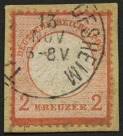 Dt. Reich 8 BrfStk, 1872, 2 Kr. Rötlichorange Auf Knappem Briefstück, K1 TAUBERBISCHOFSHEIM, Pracht, Signiert, - Other & Unclassified