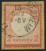 Dt. Reich 8 BrfStk, 1872, 2 Kr. Rötlichorange Auf Knappem Briefstück, K1 TAUBERBISCHOFSHEIM, Pracht, Signiert, - Andere & Zonder Classificatie