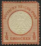 Dt. Reich 3 *, 1872, 1/2 Gr. Ziegelrot, Falzreste, Obere Rechte Ecke Fehlend, Feinst, Mi. 1400.- - Used Stamps