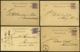 BAHNPOST DR 32 BRIEF, Flensburg-Hamburg, L3, 1877-1880, Auf Drei 5 Pfe. Ganzsachenkarten Und Einer Karte Mit 5 Pfe. Grau - Franking Machines (EMA)