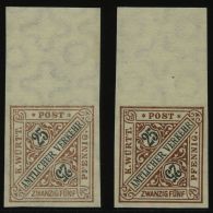 WÜRTTEMBERG 251PU1 **, 1917, 25 Pf. Lebhaftrötlichbraun/schwarz (2 Verschiedene Farben!), Ungezähnt, Mit - Sonstige & Ohne Zuordnung