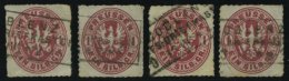 PREUSSEN 16 O, COBLENZ BHFS.BRIEFKASTEN, R3 Auf 1 Sgr. Rosa, 4 Teilabschläge, Feinst/Pracht - Other & Unclassified