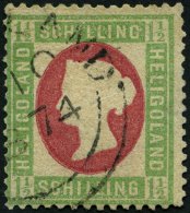 HELGOLAND 10 O, 1873, 11/2 S. Hellgrün/karmin, Rundstempel, Etwas Korrigiert Sonst Pracht, Gepr. Brettl Und Lemberg - Héligoland