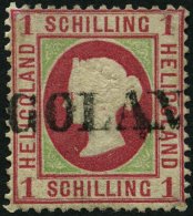 HELGOLAND 7c O, 1873, 1 S. Karmin/lebhaftgelblichgrün, L1, Kleine Korrekturen, Feinst, Mi. 380.- - Héligoland