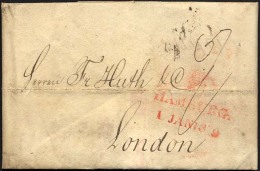 HAMBURG VORPHILA 1819, HAMBURG., Roter L2 Mit Turm Auf Brief Nach London, Feinst - Autres & Non Classés