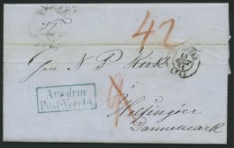 HAMBURG 1857, AUS DEM POST-VEREIN, Blauer R2 Auf Brief Von Havre (K2) Nach Helsingfors/Dänemark, Rückseitig Di - Prephilately