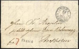 HAMBURG-VORPHILA 1857, K.S.P.A. HAMBURG, K2 Und L1 FRANCO Auf Brief Nach Stockholm, Rückseitiger K1 KDOPA HAMBURG, - Prephilately