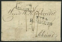 HAMBURG - THURN UND TAXISCHES O.P.A. 1828, TT.R.4. HAMBOURG, L2 Auf Forwarded-Letter Von Elbing Nach Rheims, Agent P.H. - Vorphilatelie