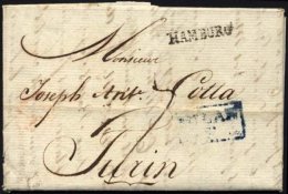 HAMBURG VORPHILA 1800, HAMBURG, L1 Auf Brief Nach Turin, Blauer Durchgangsstempel Von MILAN, Pracht - Prefilatelia