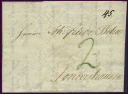 HAMBURG VORPHILA 1799, Brief Mit Kartierungsnummer Und Grüner 2 Von Hamburg Nach Sondershausen, Pracht - Other & Unclassified