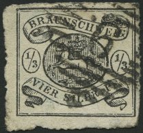 BRAUNSCHWEIG 13A O, 1864, 1/3 Sgr. Schwarz, Nummernstempel 9, Feinst (leichte Durchstichmängel), Gepr. Pfenninger ( - Brunswick