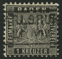 BADEN 13a O, 1862, 1 Kr. Schwarz, Kaum Sichtbare Bugspur Sonst Pracht, Mi. 120.- - Other & Unclassified