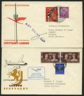 DEUTSCHE LUFTHANSA 54/5 BRIEF, 22.4.1956, Erstflug Mit Convair CV-340 Stuttgart-London-Stuttgart, Beide Flüge, Prac - Sonstige & Ohne Zuordnung