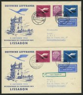 DEUTSCHE LUFTHANSA 44-47 BRIEF, 2.10.1955, Erstflug Mit Convair CV-340 Nach Lissabon, Alle 4 Flüge, Pracht, Haberer - Sonstige & Ohne Zuordnung