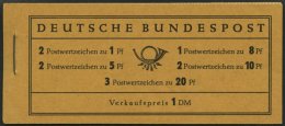 MARKENHEFTCHEN MH 4Xv **, 1958, Markenheftchen Heuss/Ziffer, Deckel Dunkelchromgelb, Pracht, Mi. 100.- - Other & Unclassified