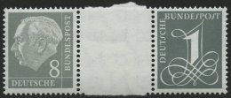 ZUSAMMENDRUCKE WZ 15bYII **, 1960, Heuß Wz. Liegend 8 + Z + 1, Ohne Strichelleisten, Nachauflage, Pracht, Mi. 90.- - Used Stamps