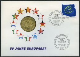 BUNDESREPUBLIK 2049 BRIEF, 1999, 110 Pf. 50 Jahre Europarat Auf 10 DM Numisbrief Mit Ersttags-Sonderstempel, Pracht - Gebraucht