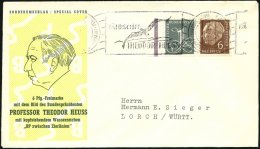 BUNDESREPUBLIK 180xZ BRIEF, 1960, 6 Pf. Heuss, Wz. 4Z, Mit 1 Pf. Zusatzfrankatur Auf Prachtbrief - Gebraucht