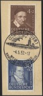 BUNDESREPUBLIK 146 BrfStk, 1951, 30 Pf. Pestalozzi Mit Zusatzfrankatur (Mi.Nr. 143) Auf Prachtbriefstück - Gebraucht